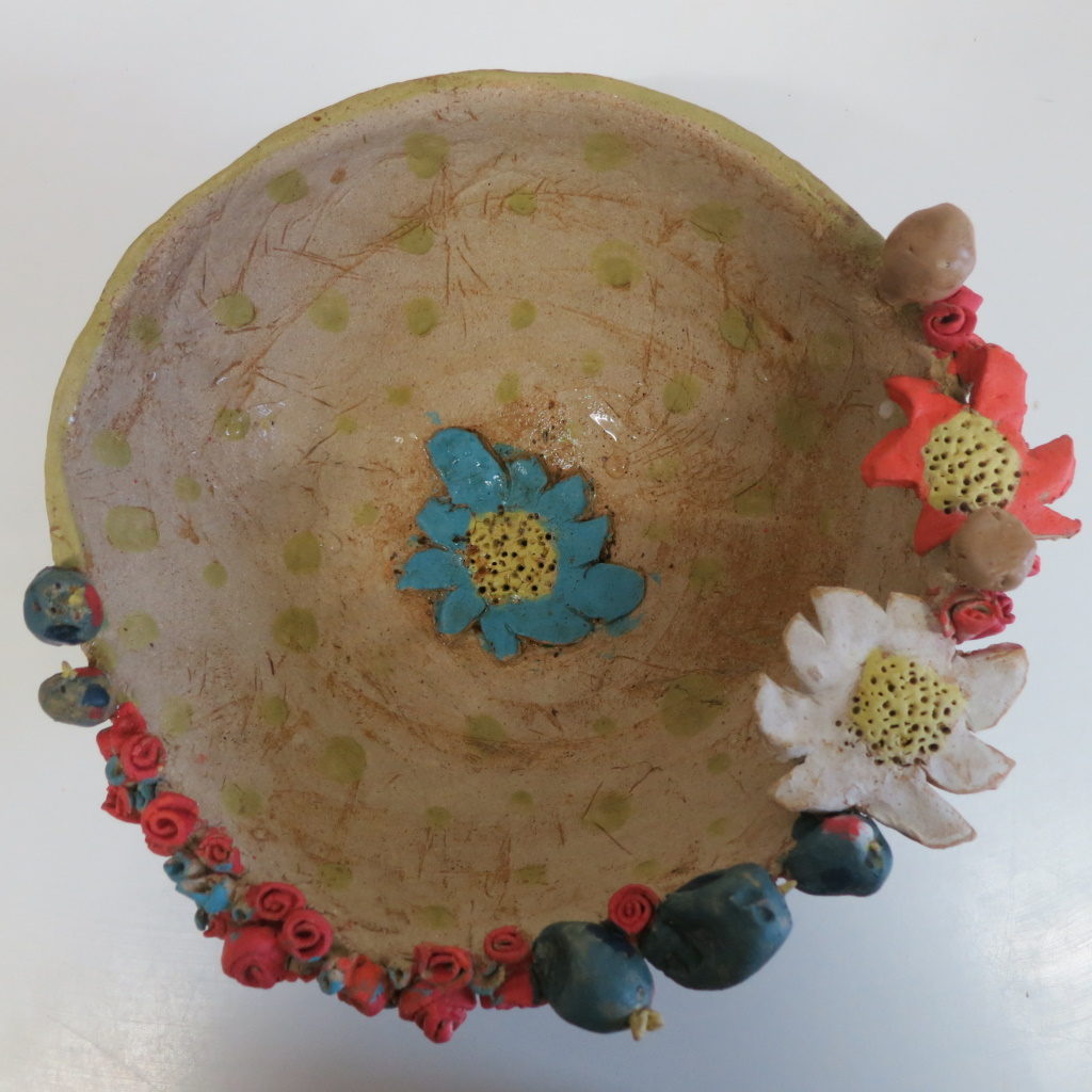 Adeline escapade poterie modelage bol décors fleuri