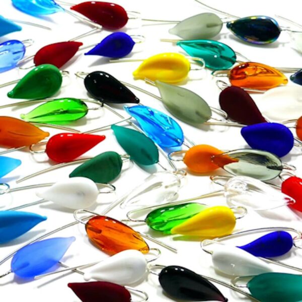 Boucles Oreilles Perles verre filé chalumeau multicolore par Florence Lemoine